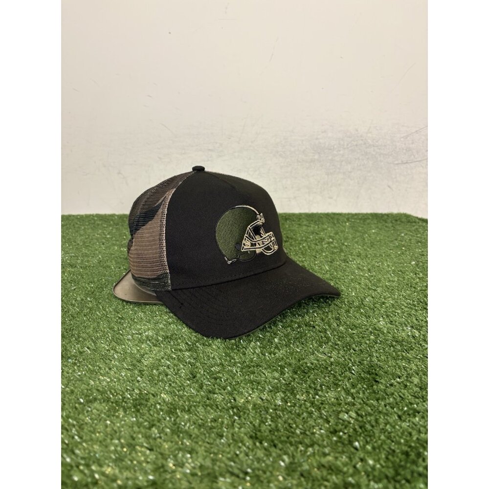 Cleveland Browns hat cap snap back black green New Era A Frame Trucker camo 5 - Picture 2 of 9